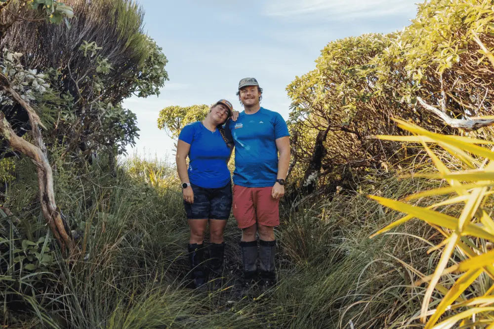Oscar and Aimee at Richard’s Knob,in the Tararua Range,  lower North Island Web Medium 1470x980px