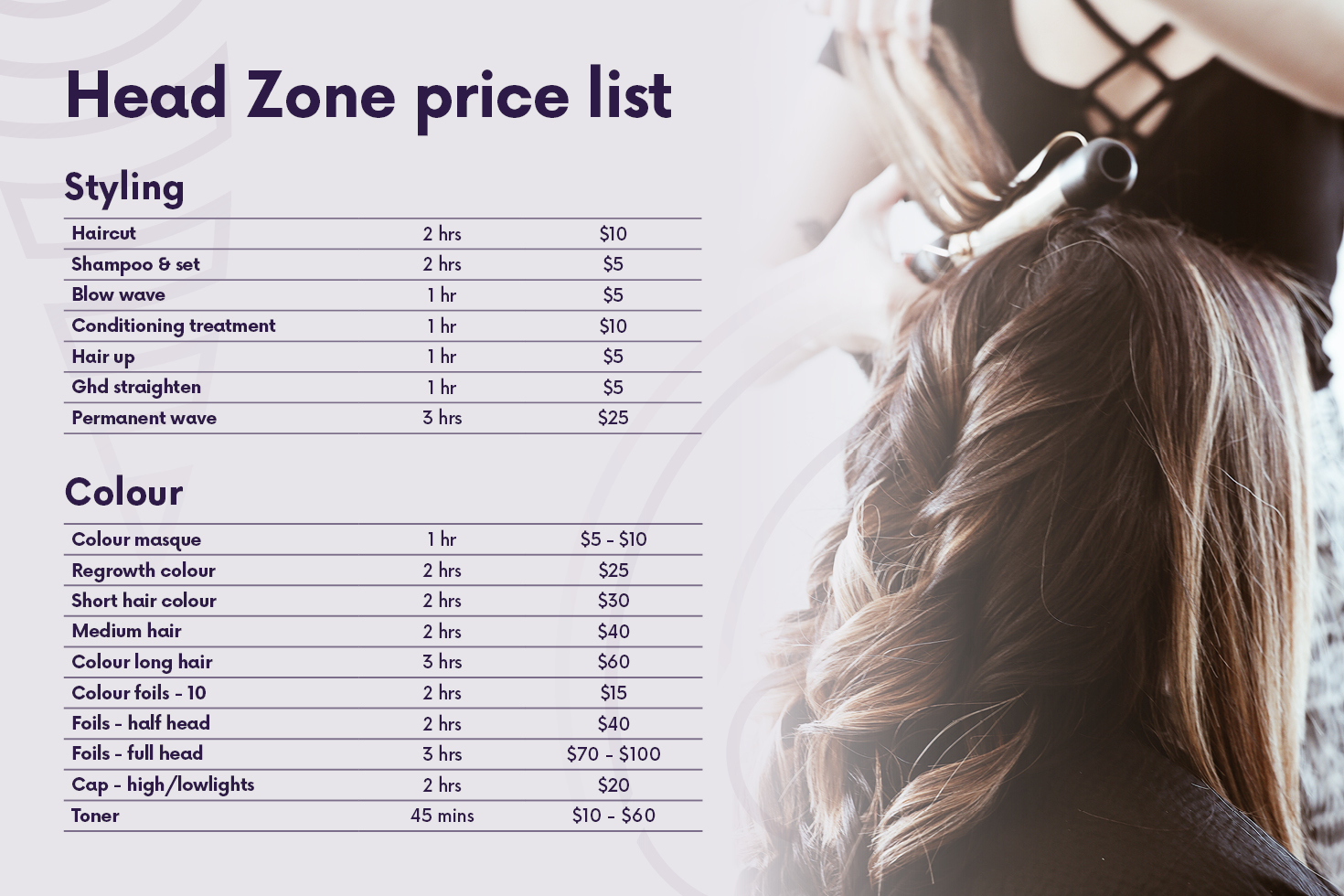 Head Zone Price List 1470x980px